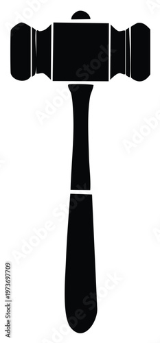 Gavel Depiction with Solid Black Fill, Symbolizing Authority and Legal Decision Making, Ideal for Justice Concepts