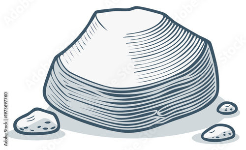Rough Sketch of a Clam Shell with Pebbles Illustration