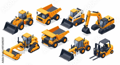 Collection of Construction Vehicles and Heavy Machinery.