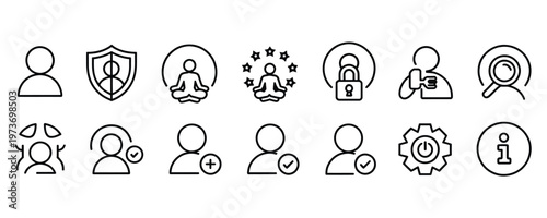 Set of modern line style icons for business and technology concepts