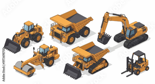 Collection of Construction Vehicles and Heavy Machinery.