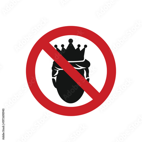 No kings Protest, Man profile silhouette with crown symbol with crossed out