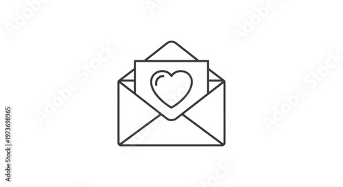 an open envelope with a love letter inside revealing a heart symbol perfect for romance valentines day and digital communication messaging