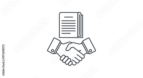handshake and contract icon representing a business deal agreement or partnership ideal for legal and corporate concepts