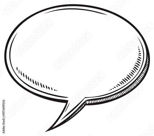 Hand drawn empty speech bubble with retro comic book style shading