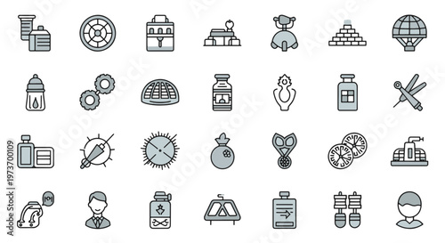 Dental Instrument Icons Set Medical Science Healthcare Symbol Collection