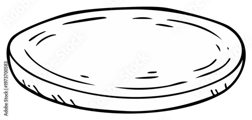 Hand-drawn black and white illustration of an empty plate, symbolizing mealtime and empty space