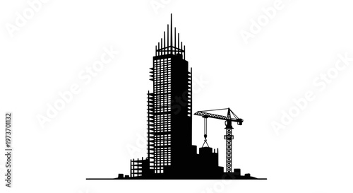 construction of a modern skyscraper on an urban development site actively building for future city growth and engineering progress
