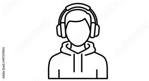 person wearing headphones avatar a user or student listening to music perfect as an icon for online communication apps or profiles.