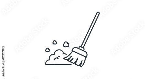 a broom sweeping a pile of dust representing general cleaning hygiene and household chores illustration
