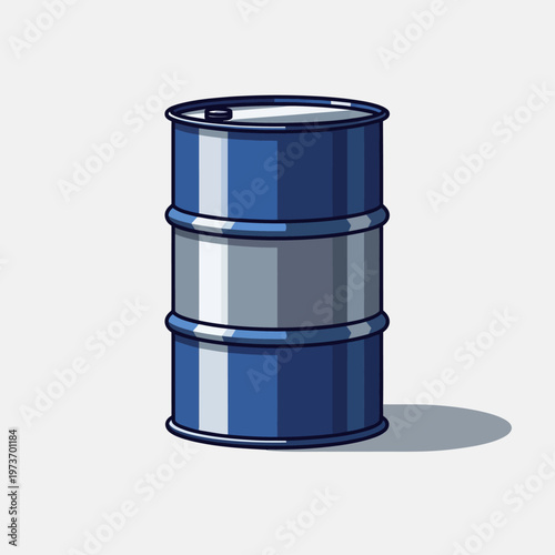 an isolated blue oil barrel a common industrial container for fuel and energy storage standing on a clean white background.