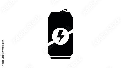 Black energy drink can with lightning