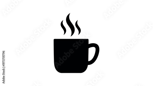 Black silhouette of a steaming coffee mug
