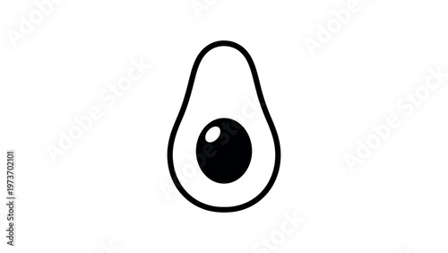 Minimalist black and white avocado fruit