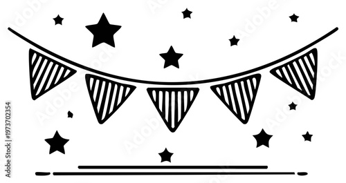 Festive bunting flags and stars garland decoration