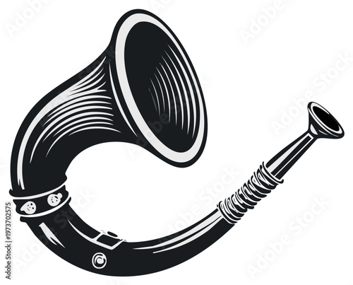 Stylized Musical Instrument Depiction of a Post Horn Vector Art Illustration Graphic