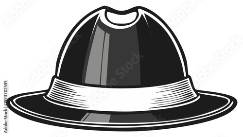 Classic Black Fedora Hat with White Band Vintage Style Headwear