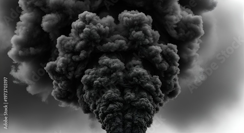 Massive Black Smoke Plume Rising from Explosion or Fire