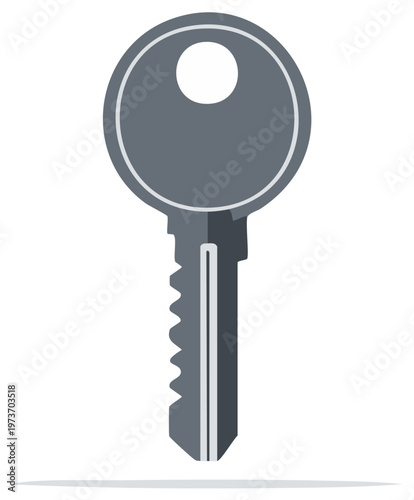 Single Gray Door Key Illustration Flat Style Simple Design Safety and Security Concept Object