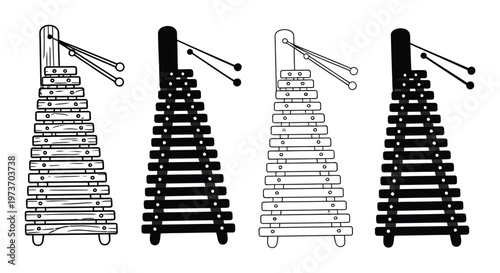 Xylophone Vector Illustration with Four Variations
