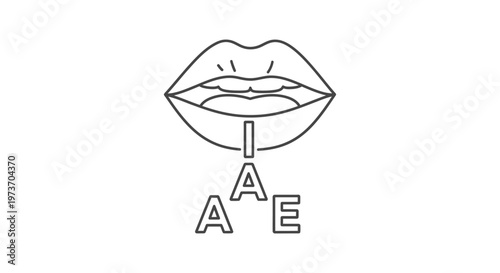 lips articulating vowel sounds i a e illustrating phonetics and pronunciation for language learning and speech therapy education.
