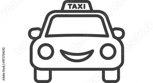 taxi car smiling icon a friendly public transportation vehicle in simple line art for urban travel services