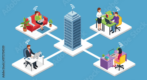 Remote Work And Business Connectivity Illustrative Concept For Modern Workforce