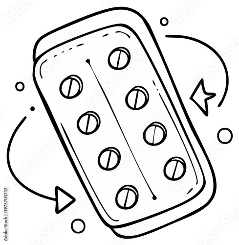 Pill Packet with Arrows Indicating Medication Cycle or Rotation