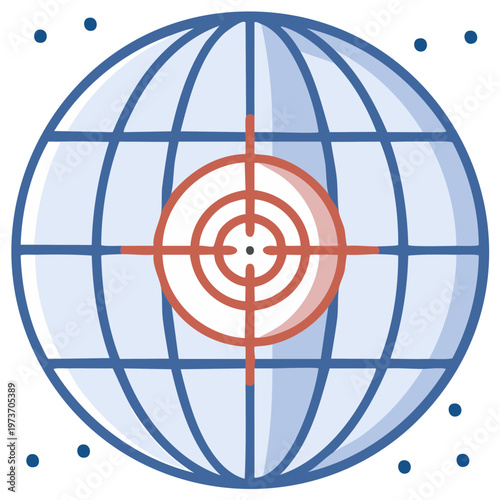 Global target with crosshairs symbol representing worldwide objective or aim
