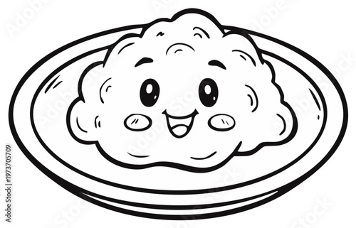 Cheerful cartoon food on a plate smiling with glee