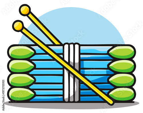 Illustration of yarn bundle with needles art knit craft design concept handmade
