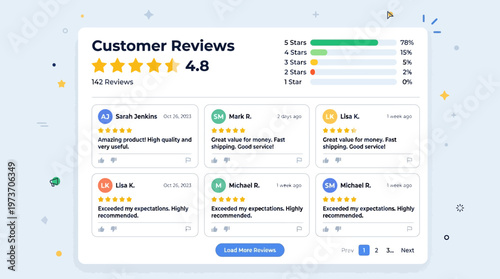 Customer reviews and ratings on screen.