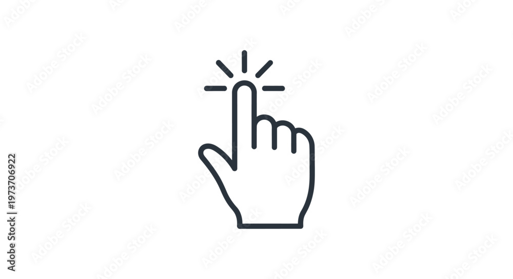 Fototapeta premium a click icon hand cursor showing a tap finger point gesture for user interface interaction and selection.