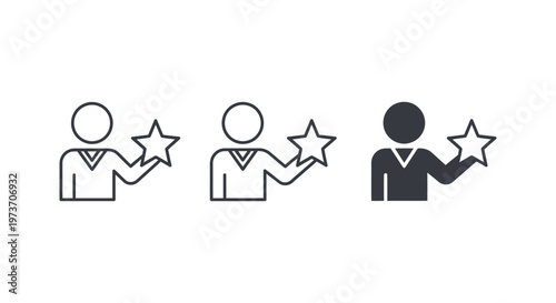 a person holding a star icon symbolizing excellent customer feedback quality review and business achievement.