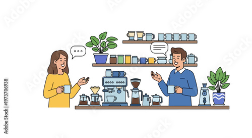 Coworkers Chatting by Modern Coffee Station