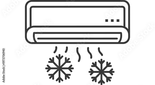 a modern air conditioner unit blowing cold air with snowflakes representing efficient climate control and refreshing indoor comfort.