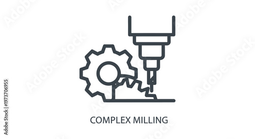 complex milling machine icon depicting gear manufacturing and precision engineering for industrial design and automation