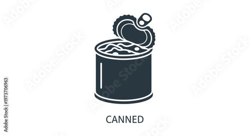 an open canned food icon showing preserved contents a simple flat design graphic resource for culinary or grocery apps.
