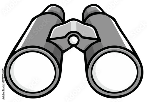 Close-up Illustration of Gray Binoculars for Observation and Exploration