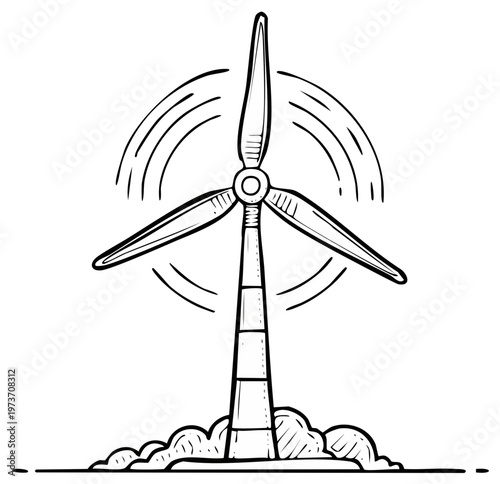 Wind turbine windmill illustration sketch clean energy sustainable resources