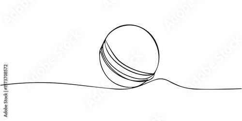 Cricket Ball continuous one line drawing, Cricket ball icon single line art drawing outline. one line Art icon drawing vector, cricket ball continuous one line drawing, Cricket Ball One Line Drawing