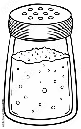 Salt shaker illustration with decorative details and full of salt.