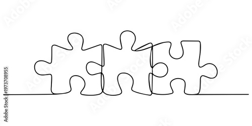 puzzle game jigsaw continuous one line drawing, Puzzle vector illustration of continuous one line art design, Continuous one line drawing of puzzle, Puzzle vector illustration of continuous one line 
