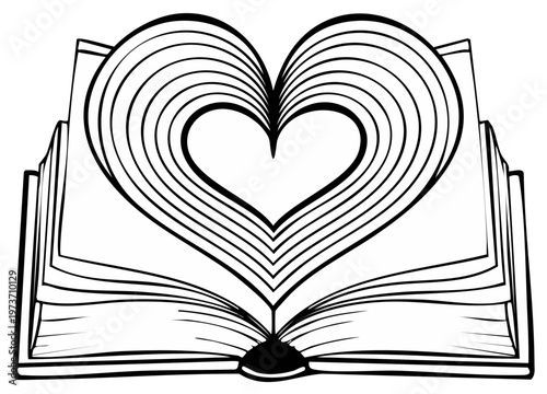 Open book with pages forming a heart shape symbolizing love of reading and knowledge