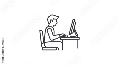 person working on a computer desk typing in an office environment focused on corporate work and professional tasks.