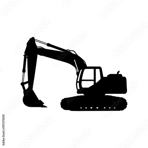 excavator silhouette a powerful heavy construction machine for digging and earthmoving isolated for industrial design.