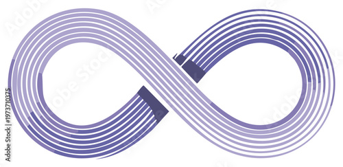 Abstract infinity symbol graphic in purple gradients representing concepts like forever or eternity.