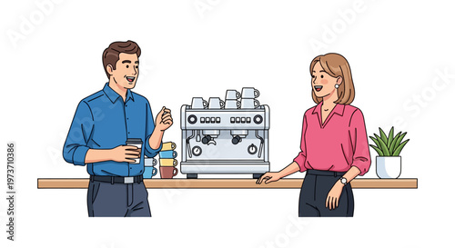 Colleagues Enjoying Coffee Break in Modern Office