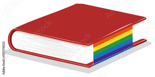 Red Hardcover Book with Rainbow Flag Colors Showing on Pages