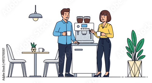 Colleagues Smiling During Morning Coffee Break